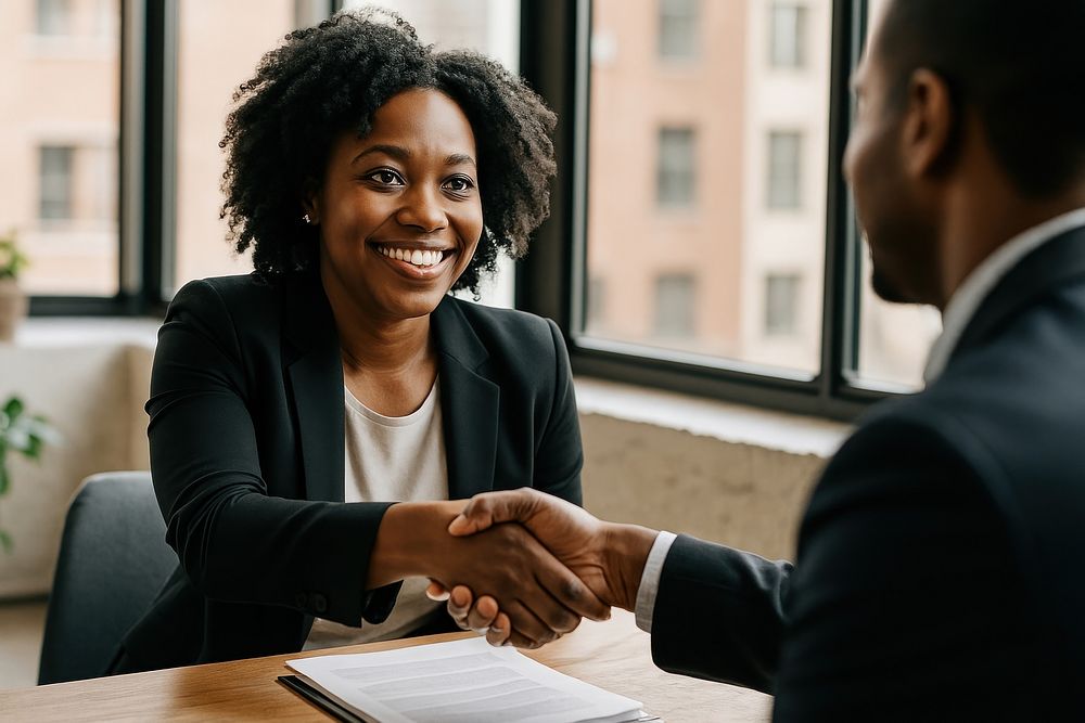 Professional handshake during a business meeting